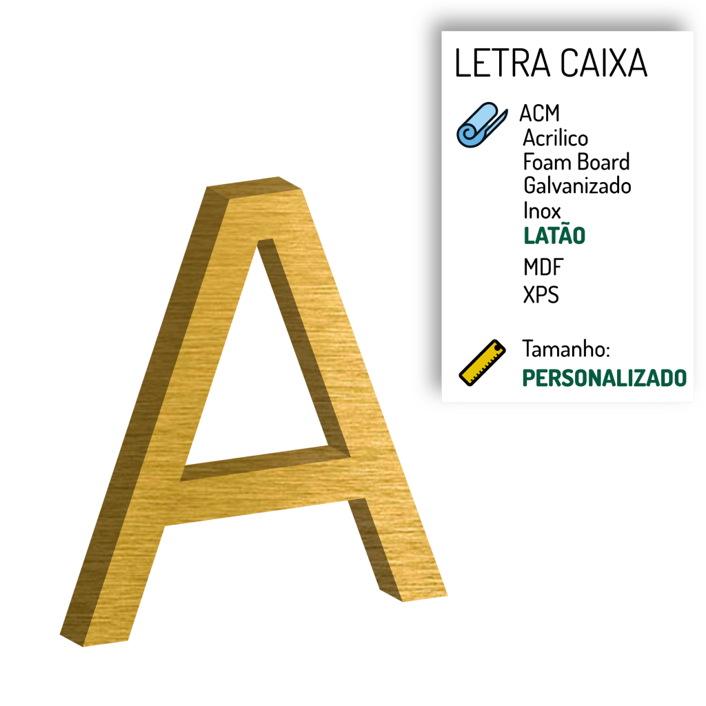Produto relacionado: Letra Caixa Latão