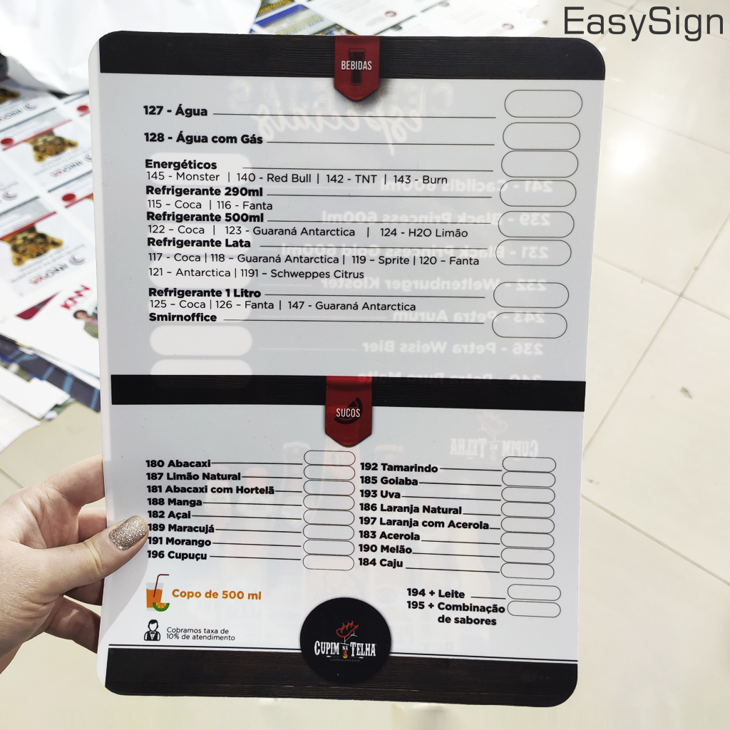Impressão para Cardápio em PS